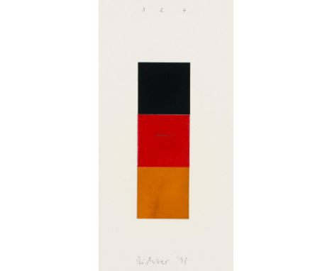 GERHARD RICHTER   Dresden 1932 - tätig in Köln: Schwarz, Rot, Gold I. Collage aus mit Oelfarbe überarbeiteten Quadraten, appl