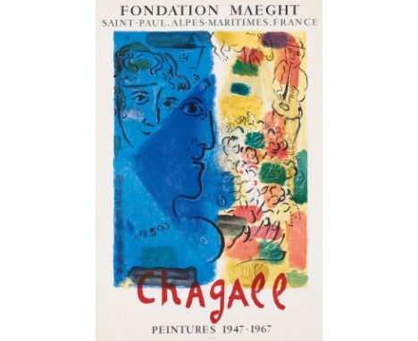 MARC CHAGALL   Witebsk 1887 - 1985 Vence: Le Profil bleu  - L’Oiseau bleu - Offrande de Fleurs. Ausstellungsplakate der Fonda