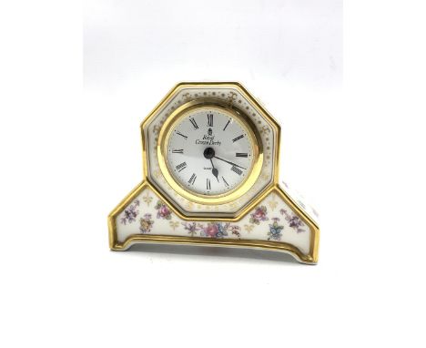 Royal Crown Derby 'Royal Antoinette' pattern mantel clock 10cm x 13xmClick here to view further images, condition reports, sa