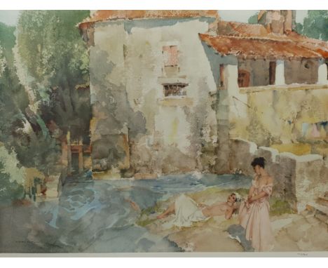 After Sir William Russell Flint (Scottish 1880-1969): 'The Mill Pool, St Jean de Cole', limited edition colour print 54cm x 7