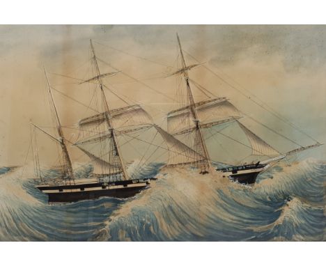 English School (19th century): HMS Warrior in Rough Seas - Ship's Portrait, watercolour unsigned 58cm x 39cmClick here to vie