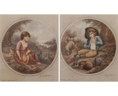 After Richard Westall RA (British 1765-1836): 'A Boy' and 'A Girl of Canarvon', pair mezzotints by George P James signed and 