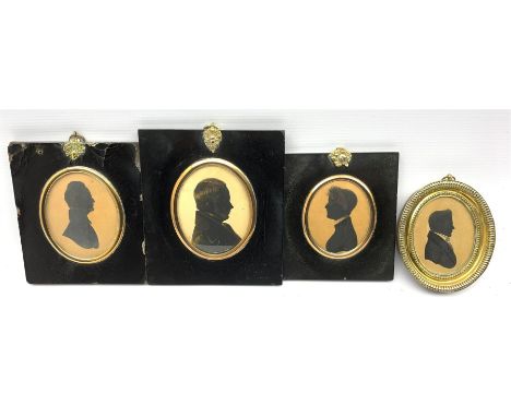 19th Century silhouette profile portrait of a gentleman with gilt highlights and inscribed to the reverse 'John Jones' 9cm x 