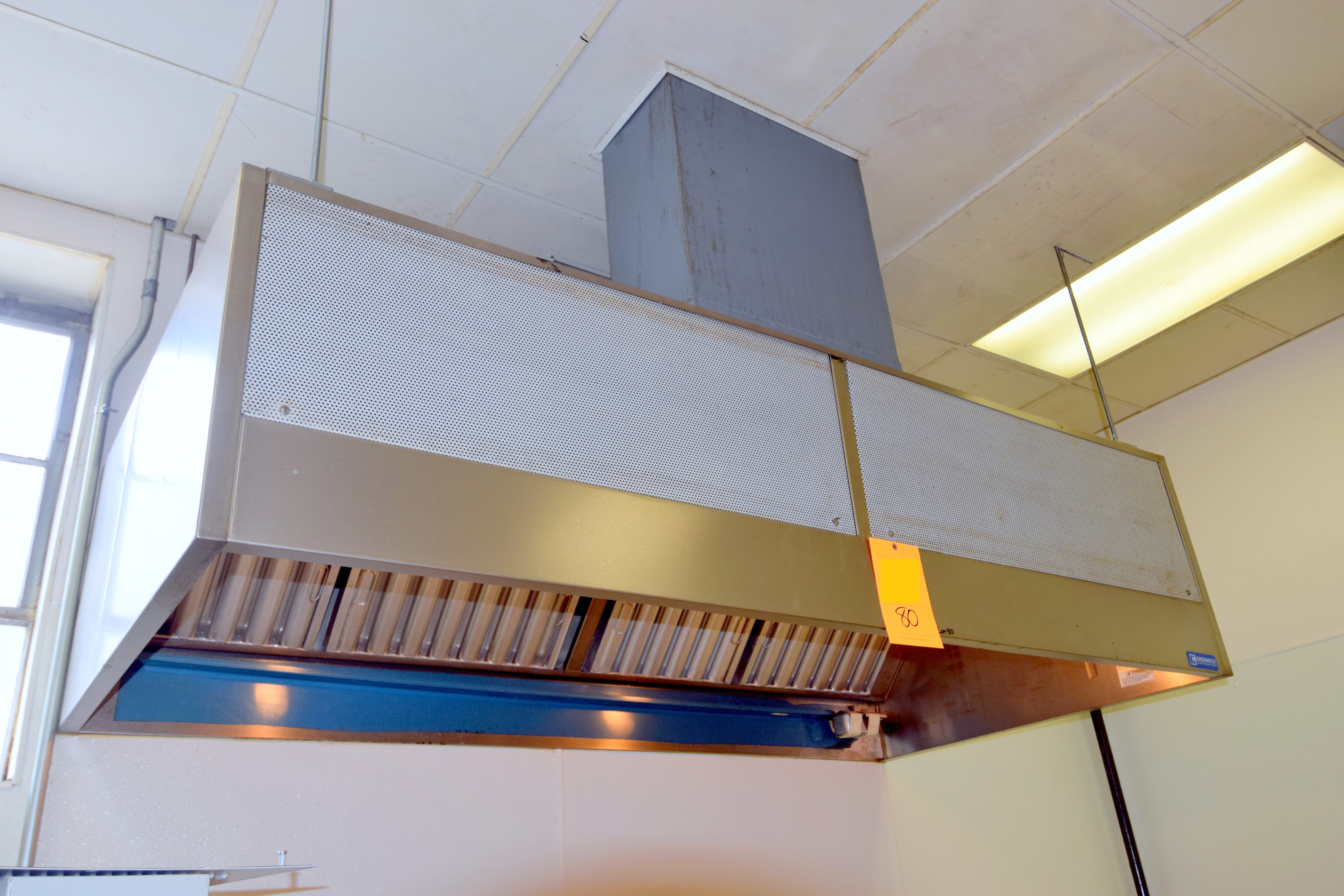 Greenheck GHFW85 Stainless steel fume hood. Approximate 96" wide x 48
