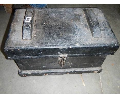 An excellent solid pine tools box and contents, approximately 20" x 12" x 12".