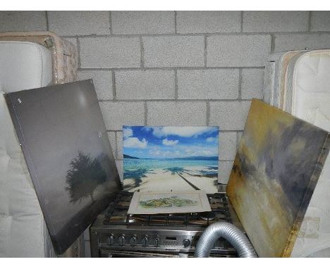 3 prints and canvas and another print, landscapes.