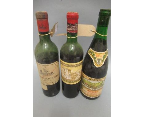 2 bottles vintage medoc, comprising 1 1961 Chateau Beychevelle, Achille-Fould, 1 1970 Chateau Ducru-Beaucaillon, Saint-Julien