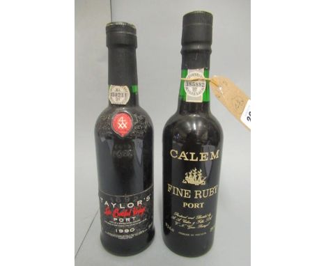 Two half bottles of port, comprising 1990 Taylors LBV and Calem Fine Ruby portCondition generally good