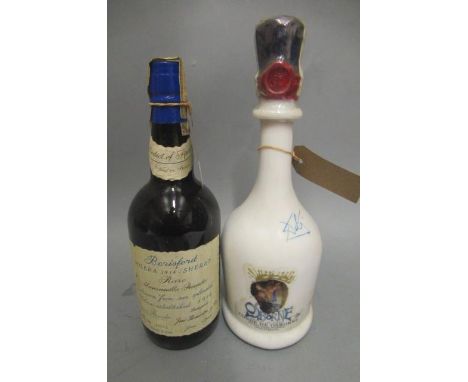 1 bottle Berisford Soleras 1914 Sherry, rare Manzanilla Basada, together with a Osborne Salvador Dali brandy in ceramic decan