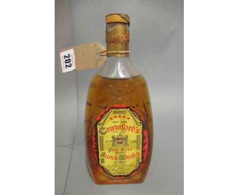 One bottle Crawfords Five Star scotch whiskyCondition - Generally good, loss to foil