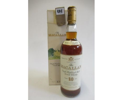One bottle The Macallan 10yr old single Highland malt scotch whisky, boxedCondition good