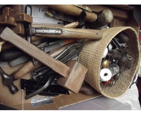 Box of vintage tools and others