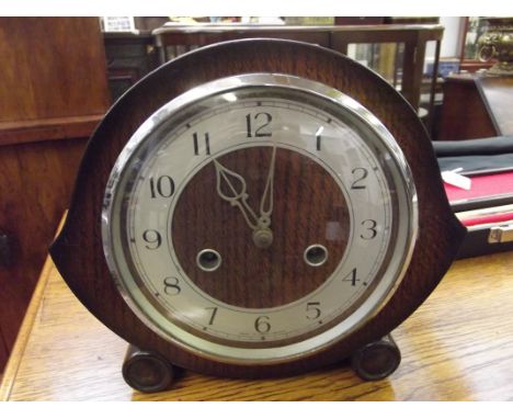 Oak cased art deco mantel clock
