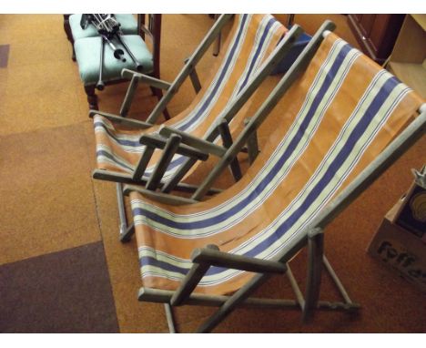 Pair of vintage deck chairs