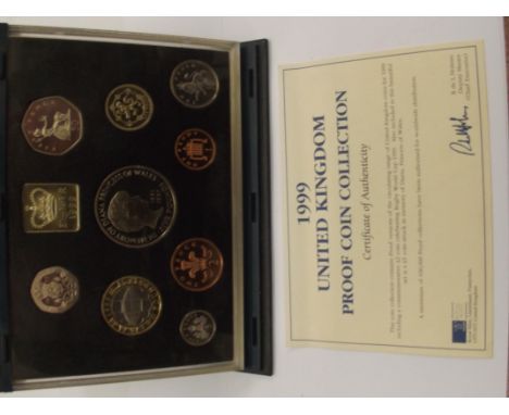 Royal Mint cased proof coin set 1999