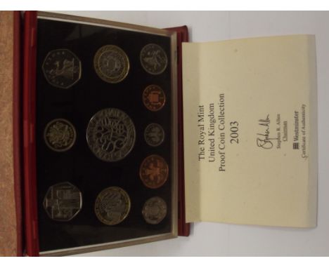 Royal Mint cased proof coin set 2003