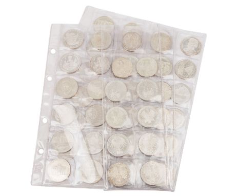 BRD / Silber - 58 x 10 DM (davon 7 x ex 1998/2001), ca. 594 Gramm fein.| BRD / Silver - 58 x 10 DM (including 7 x ex 1998/200