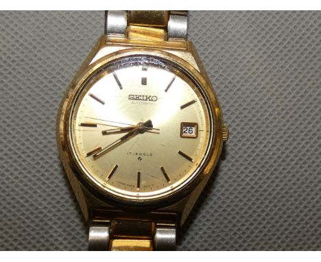 Vintage Seiko automatic gents wristwatch, currently ticking
