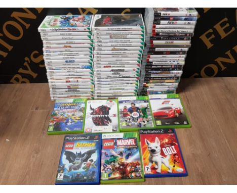 LARGE COLLECTION OF CONSOLE GAMES, INCLUDES 42 NINTENDO WII, 25 PLAYSTATION 3 AND 4 XBOX 360 GAMES PLUS 2 PLAYSTATION 2 TITLE