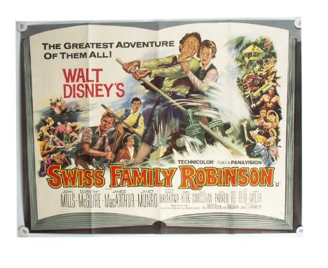 Swiss Family Robinson (1960) Quad Posters, four copies of the UK Quad poster for this Disney Adventure starring John Mills - 