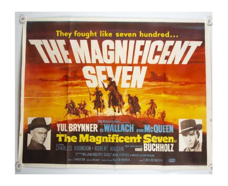 The Magnificent Seven (1960) Quad Poster, UK Quad poster for this Classic Western starring Yul Brynner, Steve McQueen and Eli