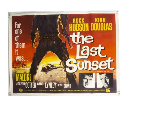 The Last Sunset (1961) Quad Poster, UK Quad poster for this Western starring Kirk Douglas and Rock Hudson - rolled with light