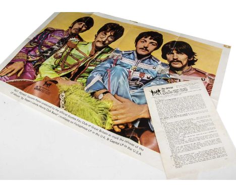 Beatles Fan Club Poster, The Beatles - Sgt Pepper Fan Club poster with associated Summer 1967 Newsletter - Poster folded with