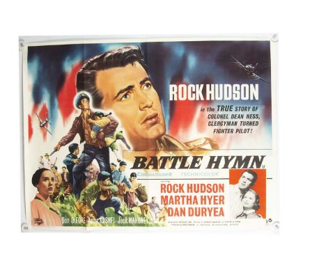 Battle Hymn (1957) Quad Poster, UK Quad poster for this Korean War Film starring Rock Hudson - rolled with light fold marks a