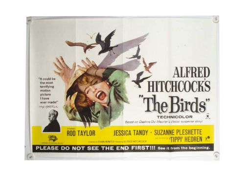 The Birds (1963) Quad Poster, UK Quad poster for this Hitchcock Classic starring Tippi Hedren and Rod Taylor et al with artwo