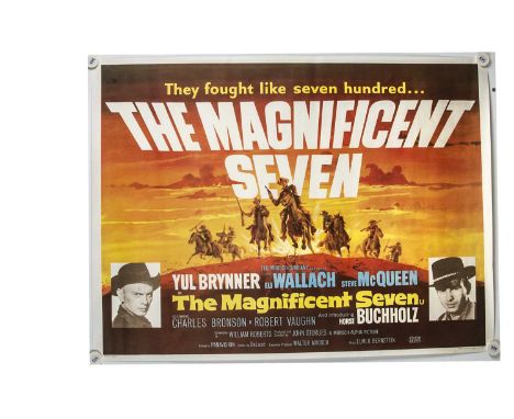 The Magnificent Seven (1960) Quad Poster, UK Quad poster for this Classic Western starring Yul Brynner, Steve McQueen and Eli