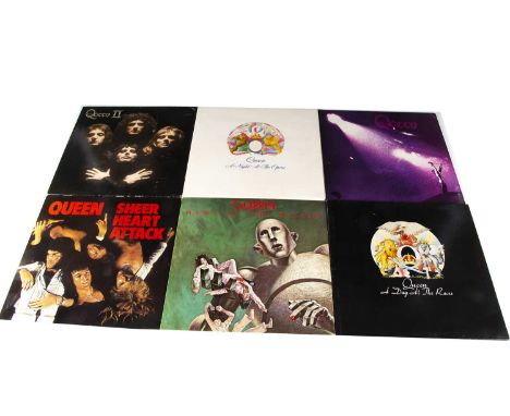 Queen LPs, fourteen UK release albums comprising Queen, Queen II (Both Fame Issues), Sheer Heart Attack, A Night at the Opera