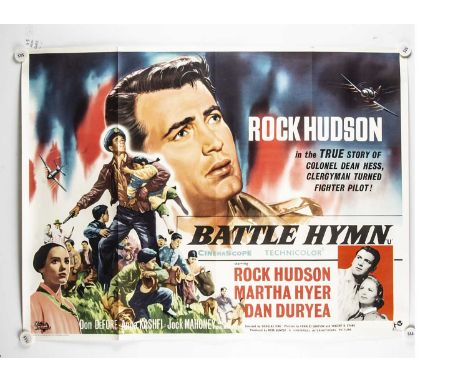 Battle Hymn (1957) Quad Poster, UK Quad poster for this Korean War Film starring Rock Hudson - rolled with light fold marks a