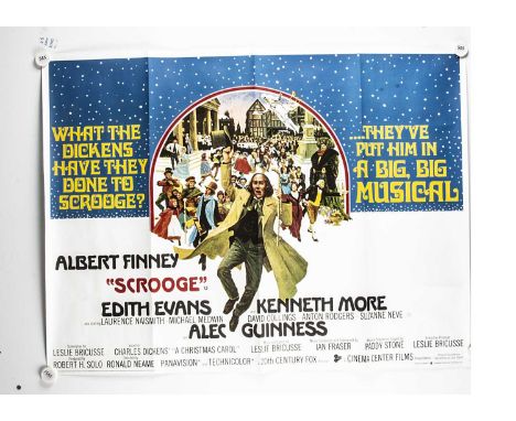 Scrooge (1970) Quad Poster, UK Quad poster for this Musical based on the Dickens Classic A Christmas Carol - rolled with ligh
