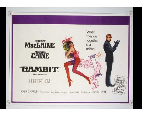 Gambit (1968) Quad Poster, UK Quad poster for this British Comedy starring Michael Caine and Shirley MacLaine - rolled with l