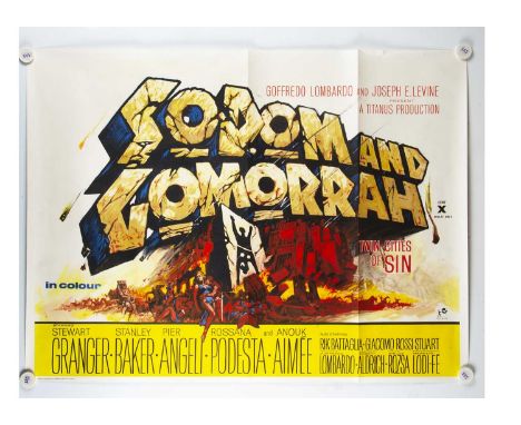 Sodom and Gomorrah (1963) Quad Poster, UK Quad poster for this Biblical Epic starring Stewart Grainger and Stanley Baker - Ar