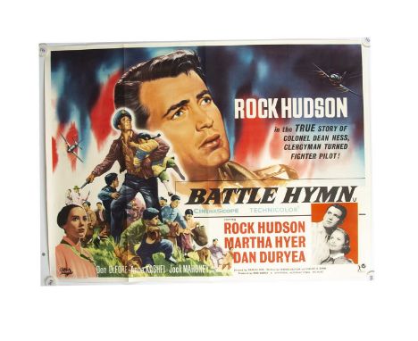 Battle Hymn (1957) Quad Poster, UK Quad poster for this Korean War Film starring Rock Hudson - rolled with light fold marks a
