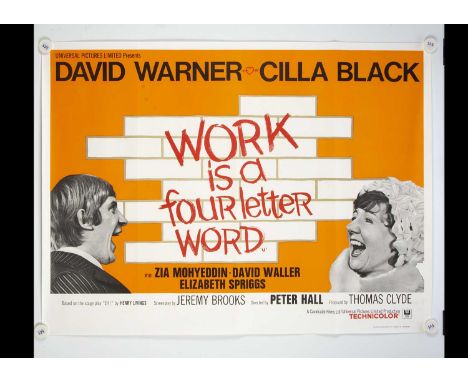 Work Is A Four Letter Word (1968) UK Quad Poster, UK Quad poster for the British Comedy starring Cilla Black and David Warner