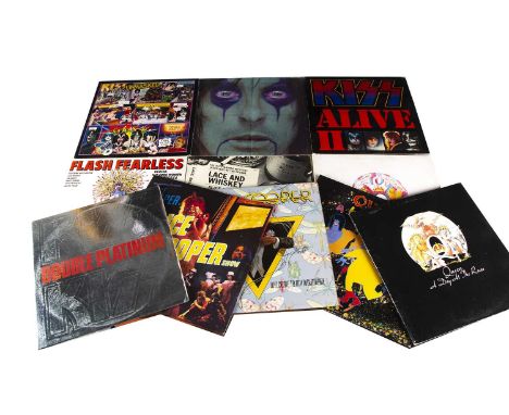Queen / Kiss / Alice Cooper LPs, eleven albums comprising Queen: A Night At The Opera, A Day At The Races, A Kind Of Magic - 