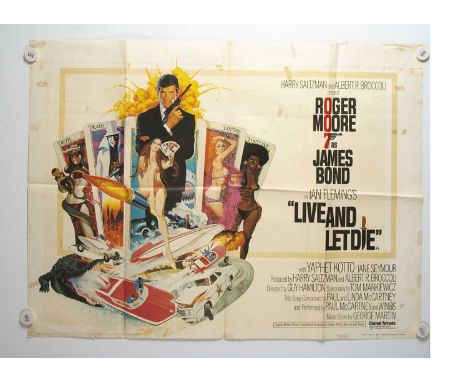 Live and Let Die (1973) James Bond UK Quad Poster, UK Quad for the Bond Classic starring Roger Moore and with Robert McGinnis