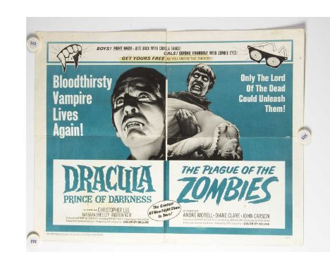 Dracula / Plague of the Zombies (R-1966) Half Sheet Film Poster, US Half Sheet Poster for this Hammer Double Bill - folded wi