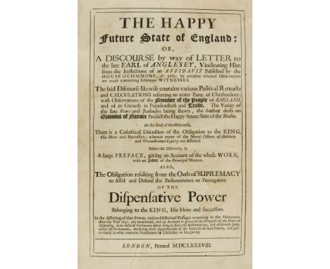 Pett (Sir Peter) The Happy Future State of England, first edition, lacks second title and 2 blanks, errata leaf present at re