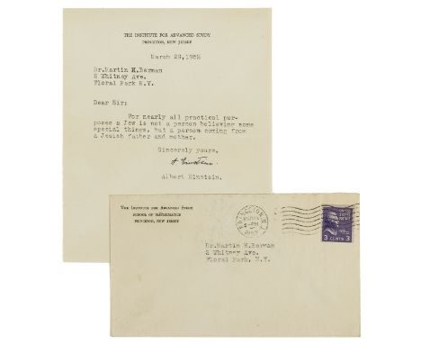 Einstein (Albert, theoretical physicist, 1879-1955) Typed Letter signed "A. Einstein" to Dr Martin H.Berman, 1p. &amp; envelo