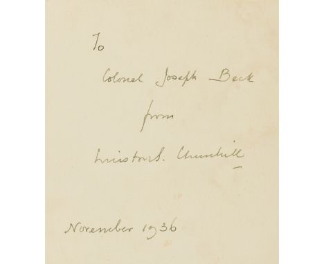 Churchill (Sir Winston Spencer) Marlborough. His Life and Times, vol. 3 only (of 4), [one of 155 copies], signed presentation