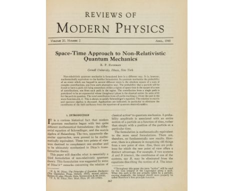 Feynman (Richard P.) "Space-Time Approach to Non-Relativistic Quantum Mechanics", in Reviews of Modern Physics, Vol. 20, no. 
