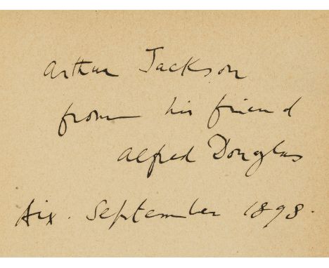 Douglas (Lord Alfred) Poèmes, first edition, signed presentation inscription from the author "Arthur Jackson from his friend 