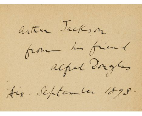 Douglas (Lord Alfred) Poèmes, first edition, signed presentation inscription from the author "Arthur Jackson from his friend 