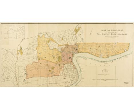 China.- North-China Daily News &amp; Herald (publisher) Map of Shanghai, large English map focussing on the Shanghai Internat