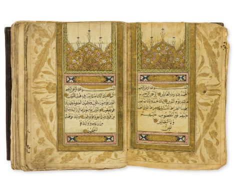Qur'an, manuscript in Arabic.- An Attractive Ottoman Qur'an, illuminated manuscript on paper (many leaves tinted yellow), in 