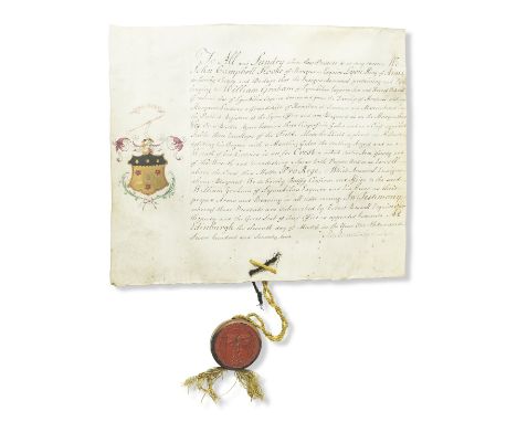 Scottish Heraldry.- Hooke (John Campbell, Lord Lyon King of Arms, c. 1737-95) Grant of arms to William Graham of Limekilns, g