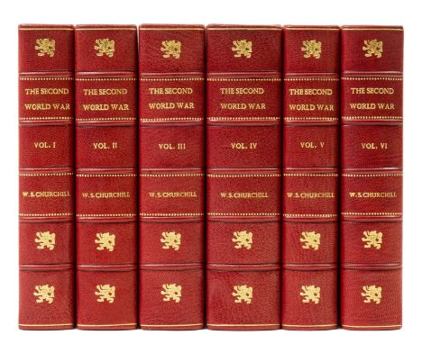 Churchill (Sir Winston Spencer) The Second World War, 6 vol., first edition, half-titles, folding maps and plates, modern red